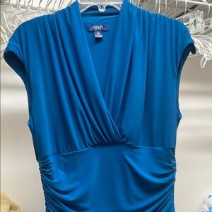 Chaps Teal V-Neck Dress